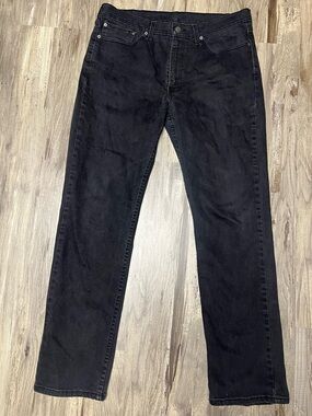 Levi's 514 Straight Fit Black Jeans Mens Size 36x32 100% Cotton Casual Denim